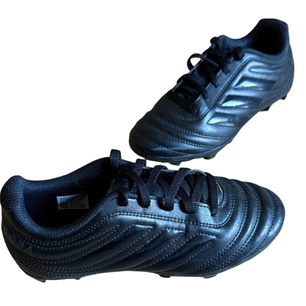 ADIDAS BOYS SOCCER FOOTBALL ATHLETIC CLEATS SHOES MIDNIGHT BLACK EUC SIZE 1.5